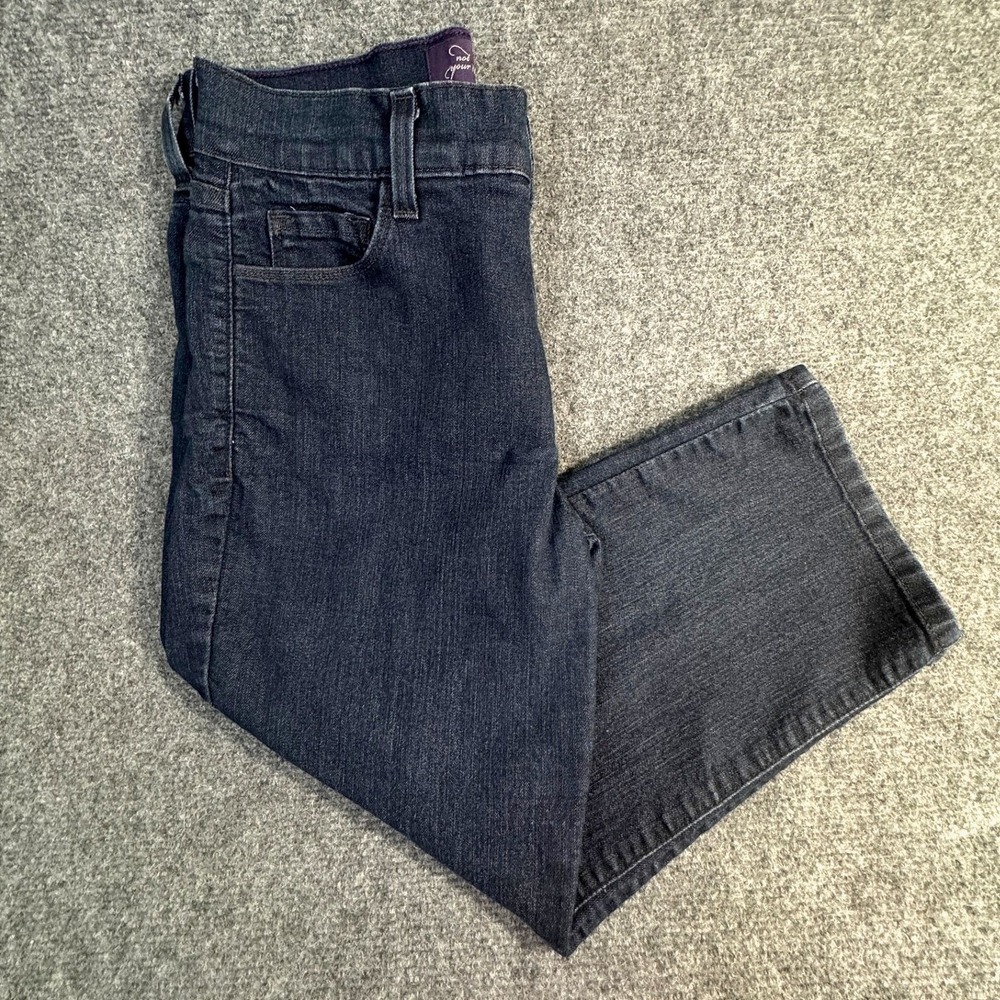 NYDJ Not Your Daughters Jeans Indigo Cropped Rhinestone Pocket Jeans Size 6 USA